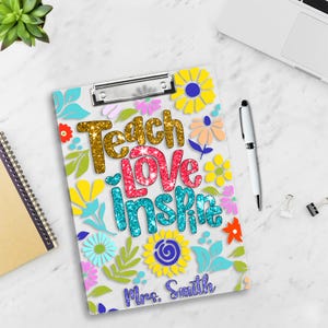 Teacher Appreciation Gifts, Personalized Teacher Clipboard, Teacher Love Inspire Clipboard With Teacher Name Glitter , Back to School Gifts