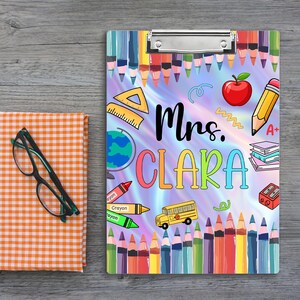 Teacher Appreciation Clipboard Gifts, Personalized Teacher Clipboard, Pencil Clipboard With Teacher Name Glitter , Back to School Gifts