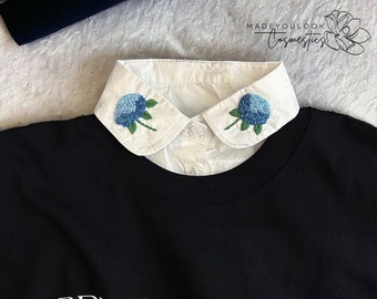Hydrangea Embroidery Fake Collar Embroidered Fake Collar Pure White Cotton Fake Collar Removable Fake Collar Detachable Collar Gifts for Her