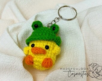 Duck Frog Crotchet Keychain Handmade Crotchet Cute Duck Hat Frog Custom Color Accessories Crotchet Bag Hanging Personalized Gifts For Her