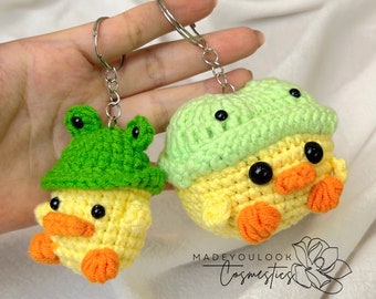 Duck Frog Crotchet Keychain Handmade Crotchet Cute Duck Hat Frog Custom Color Accessories Crotchet Bag Hanging Personalized Gifts For Her