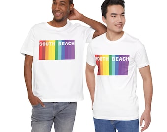 Camiseta del orgullo de South Beach - Ropa del orgullo LGBTQ - Camiseta LGBTQ colorida de South Beach - Camiseta del orgullo unisex para celebraciones
