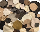1 oz or 2 oz Felted Wool Circles Pre-shrunk Sweater Pennies Brown Ivory Die-Cut Dots Cashmere Merino