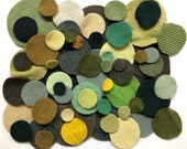 1 oz or 2 oz Various Sizes Green Circles Felted Wool Dots Die-Cut Fabric Cashmere Pennies