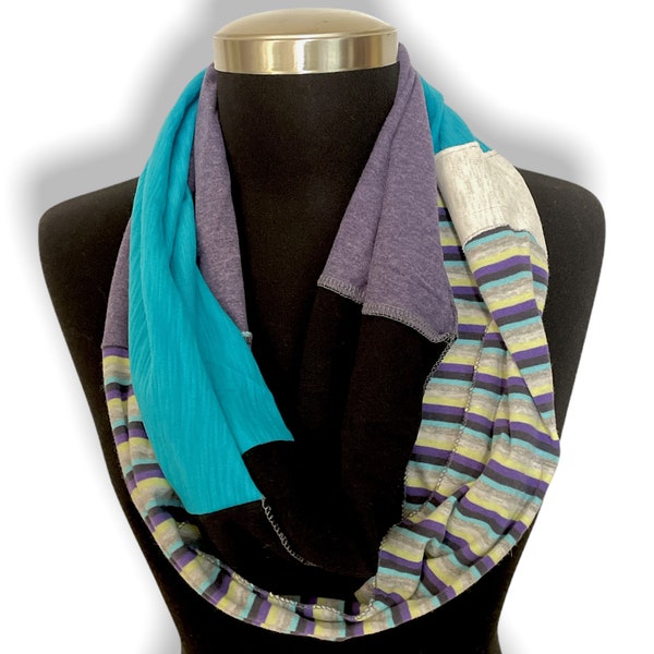 Upcycled Infinity Scarf Wrap - Washable Mobius Twisted Loop - made from recycled  t-shirts