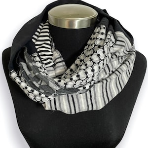 Wide Upcycled Infinity Scarf Wrap - Washable Mobius Twisted Loop - made from recycled  t-shirts