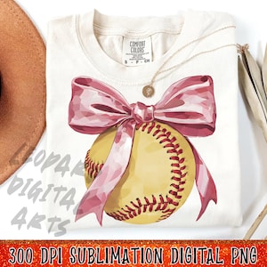 Softball Bow Png, Softball Png, Sublimation Designs, Coquette Softball Png Shirt Design, Mama Png Download, Softball Coquette Png