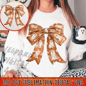 Orange Halloween Coquette Bows PNG, Spooky Season Png, Aesthetic Coquette Png, Halloween PNG, Girly Halloween PNG, Trendy Cute Ghost png
