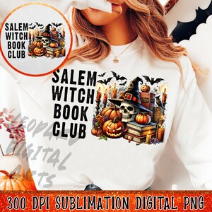 Salem Witch Book Club Halloween Png, Spooky Season Png, Retro Halloween Png, Witch Halloween Png, Book Png, Bookish Png, Horror Png, Skull