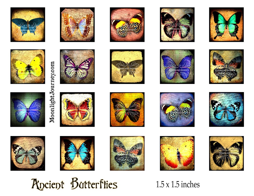 Ancient Butterflies Collage Sheet Jewelry Brooch Pin Charms Etsy