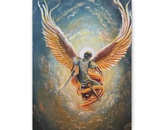Canvas Print, ARCHANGEL MICHAEL, Wall Art Decor, Religious Home Decoration, Christian Gift, Angelic Artwork