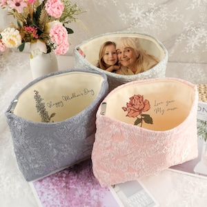 Cadeau de sac à main de mariage pour la mère, sac à main doublure photo fait main, pochette personnalisée pour femme, cadeau de mariage mère de la mariée, cadeau personnalisé