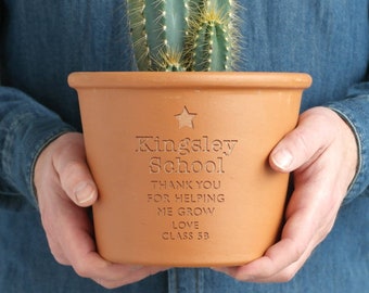 Custom Engraved Terracotta Thank You Flower Pot, Personalised Gift, Perfect End of Year Teacher Appreciation Present, Garden gifts