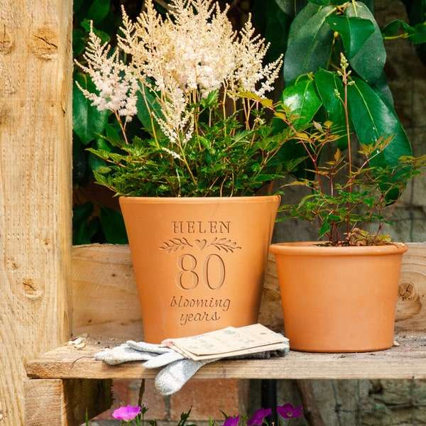 80th Birthday Personalised Plant Pot - 80th   for Gardeners - Bespoke Custom Terracotta Home Decor - Plant Lover Celebration