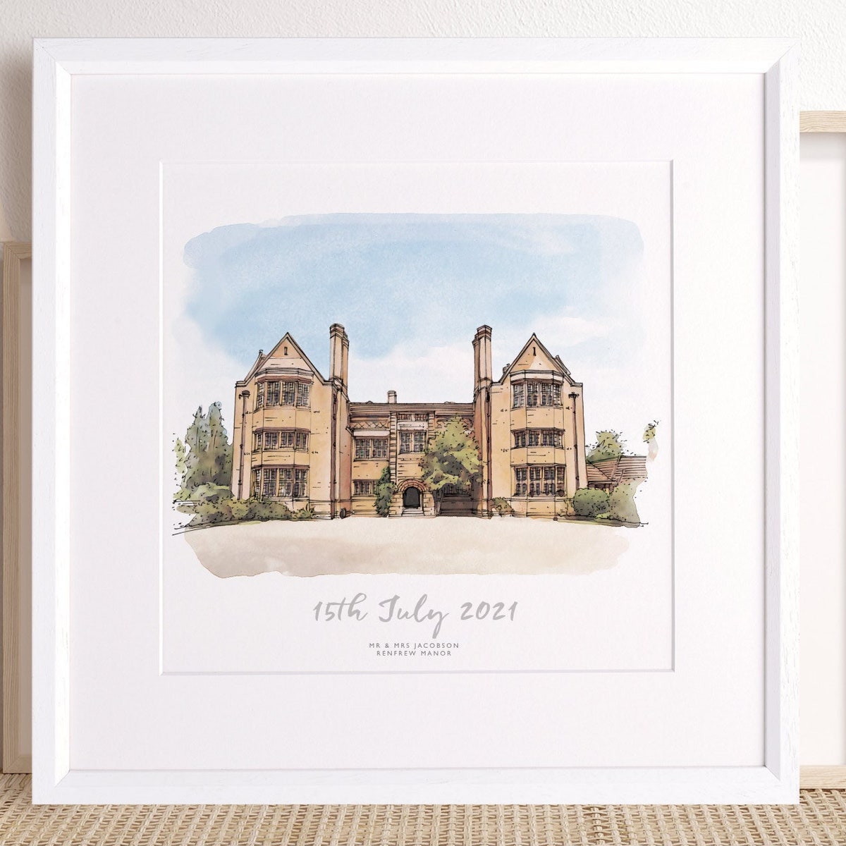 Watercolour Wedding Venue Sketch Hand Drawn Personalized Gift Custom Building Illustration Christmas Presents for Couple Ideas Watercolor - Etsy