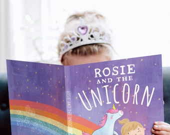 Personalised Unicorn Story Book for children, baptism, new baby, baby birthday, stocking filler, godparent gift, grandchild