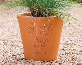 18th Birthday Personalised Plant Pot - Personalised 18th   for Young Gardeners, Home Decor.