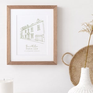 Personalised Hand Drawn House Line Illustration, Unique Pen and Ink Drawing, Custom New Home Sketch, Couple's Wall Art & Decor Print image 2