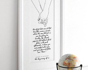 Our Story Typographic Print, Framed Wall Art with Personal Memory, Mother's Day Gift, Gift for Her or for Him for Wedding or Valentines