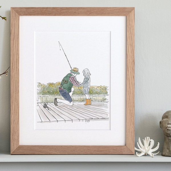 Personalisierte Aquarell Linie Großeltern Porträt Skizze, Menschen Zeichnung, Familie Zeichnung, maßgeschneiderte Illustration Druck, Idee