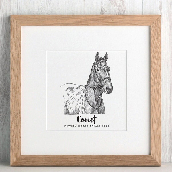 Horse Portrait, Personalised Animal Art, Custom Animal Illustration, Hand Drawn Memorial Drawing, Horse Lover Gift Personalized Gift