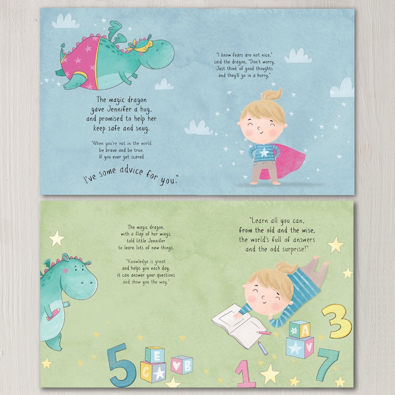 Livre d'histoires de dragon personnalisé premier 1er anniversaire de bébé cadeaux de baptême enfants et bébés enfants pour cadeau personnalisé idée cadeau image 6