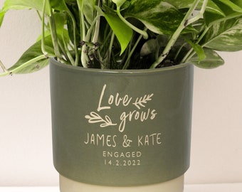 Personalised Engagement Valentines Proposal indoor plant pot - A bespoke gift to celebrate a couple.   Idea for Him or Her