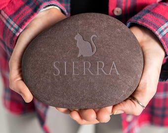 Personalized Cat Memorial Stone - Engraved Cat Loss Gift, Custom Pet Remembrance Keepsake, Gift for Cat Lovers