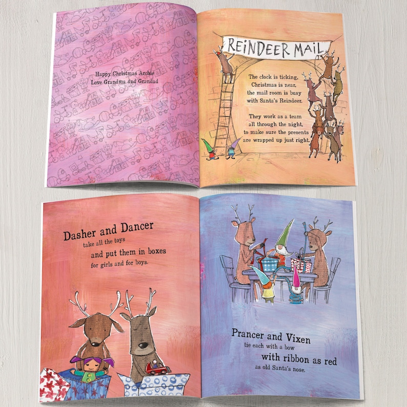 Personalised Kids Reindeer Story Book First Christmas Gifts Xmas Eve Box Fillers Stockings For Girls Baby Boys Presents Ideas Book Keepsake image 2