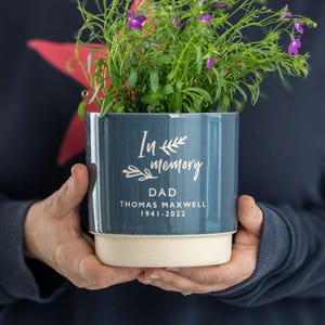 Personalised In Memory Memorial Indoor Plant Pot, in memory of a loved one, engraved to order, any name added above your text