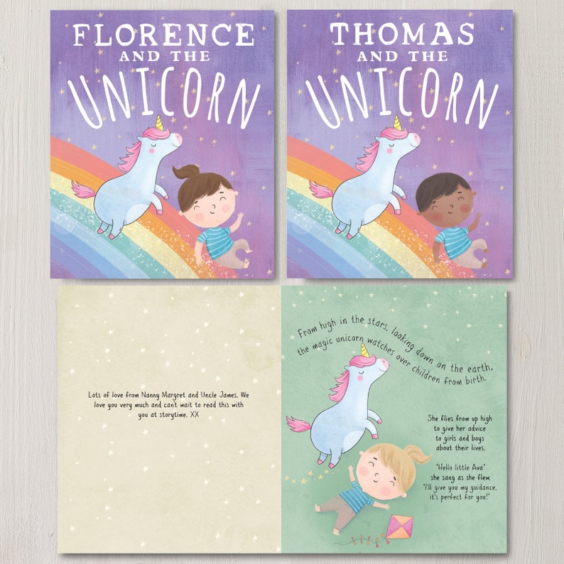 Personalized Unicorn Story Book First 1st Birthday Babies christening gifts Kids and Baby Childrens For Personalised Gift Present Idea image 3