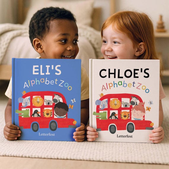 Personalised Alphabet Zoo Story Book | Custom Children's Book | Baby Shower & Birthday Gift for Kids