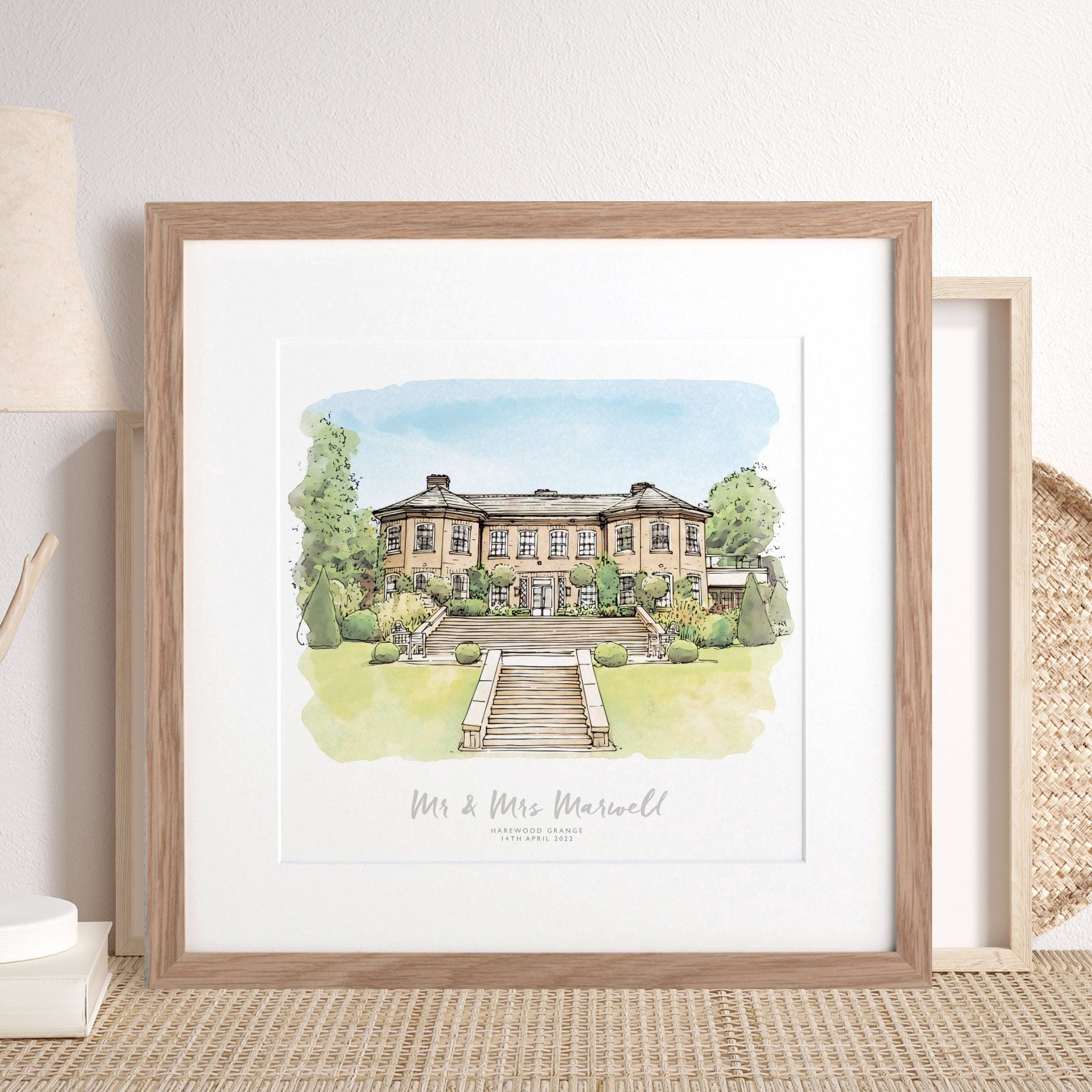 Painting Wedding venue watercolour painting Anniversary gift Custom ...