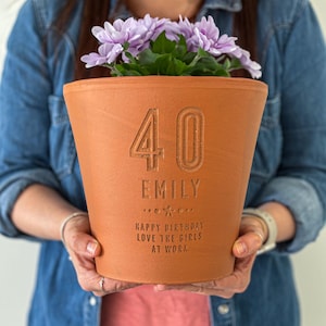 40th Birthday Personalised Plant Pot - 40th   for Gardener lovers, Home Decor - Unique gift