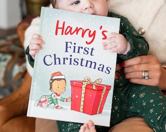 Eerste kerstcadeau voor baby | Gepersonaliseerde verhalenboek voor eenjarige | Aangepaste naam boek aandenken | Kousvuller voor peuters
