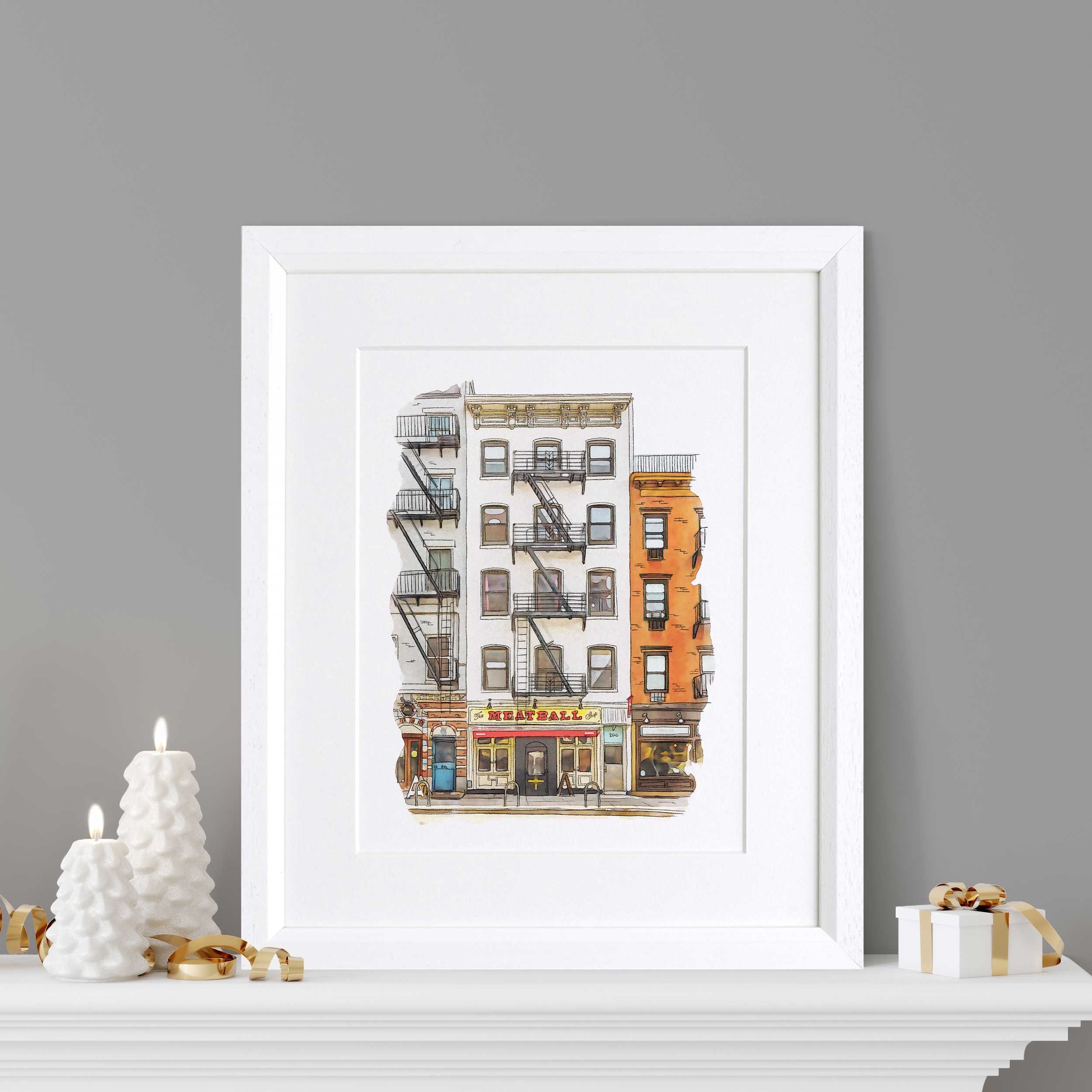 Watercolor House or Apartment Portrait - Personalized Wall Art, Custom Drawing for Couples, Housewarming Gifts, New Home Gift Ideas US