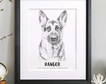 Personalised Pet Sketch, Custom Animal Drawing, Bespoke Portrait, Dog Cat Lover Illustration, Memorial Artwork, Unique Christmas day gift