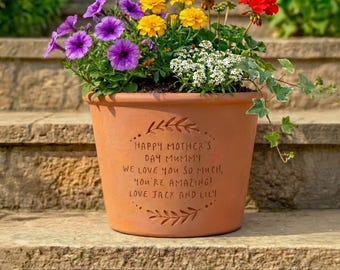 Personalised Mother’s Day Garden Gift Terracotta Flower Pot for Mum