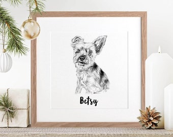 Personalised Pet Pencil Hand Drawn Sketch Dog drawing Perfect Preset for Memorial Rmbererence Loss of Pet Gift Idea Birthday Valentines