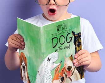 Livre d'histoire personnalisé sur le plus grand chien du monde pour les enfants, cadeau de chiot et d'animal de compagnie pour les enfants et la famille. Remplisseur de bas idéal