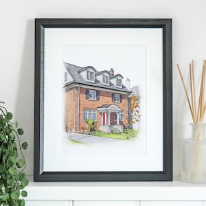Watercolour House Portrait Hand drawn Personalised For Him, For Her Grandparents Wall Art for Housewarmings Christmas Presents Ideas Couples