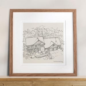 Kundenspezifische Hand-gezeichnete Haus-Bleistiftskizze - Personalisiertes neues Zuhause-Geschenk, Haus-Illustration, Hauseinweihung Kunst Bild 4