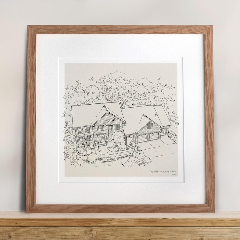Kundenspezifische Hand-gezeichnete Haus-Bleistiftskizze - Personalisiertes neues Zuhause-Geschenk, Haus-Illustration, Hauseinweihung Kunst Bild 4