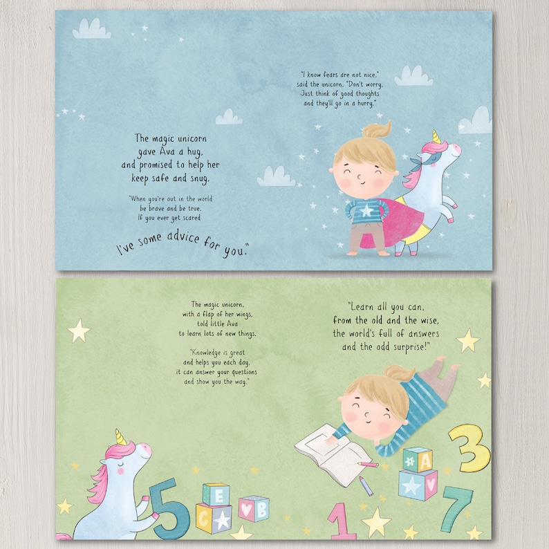 Personalized Unicorn Story Book First 1st Birthday Babies christening gifts Kids and Baby Childrens For Personalised Gift Present Idea image 6