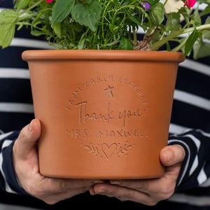 Handwritten Terracotta Thank You Teachers Pot, Personalised Gift, Perfect End of Year Teacher Appreciation Present, Garden gifts