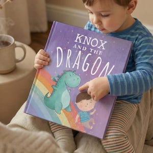 Personalized Dragon Book for Baby or Child | Custom Name Storybook Keepsake | Gift for Kids image 1
