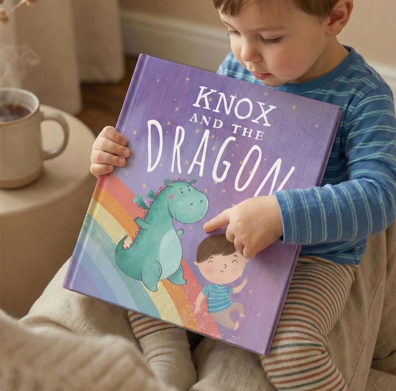 Personalized Dragon Book for Baby or Child | Custom Name Storybook Keepsake | Gift for Kids image 1