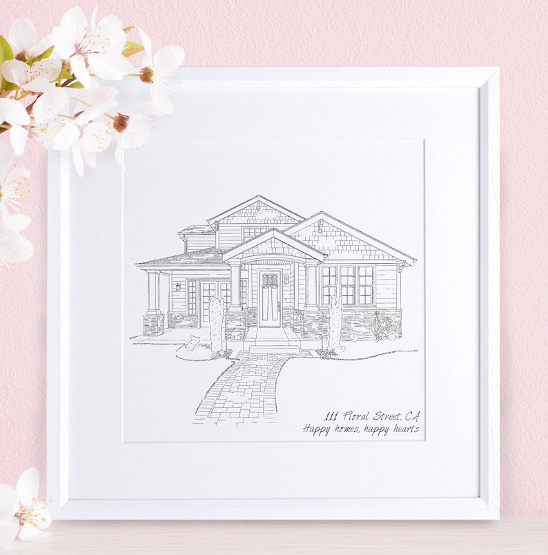 Hand Drawn Bespoke Black and White House Sketch | Custom Illustration ...