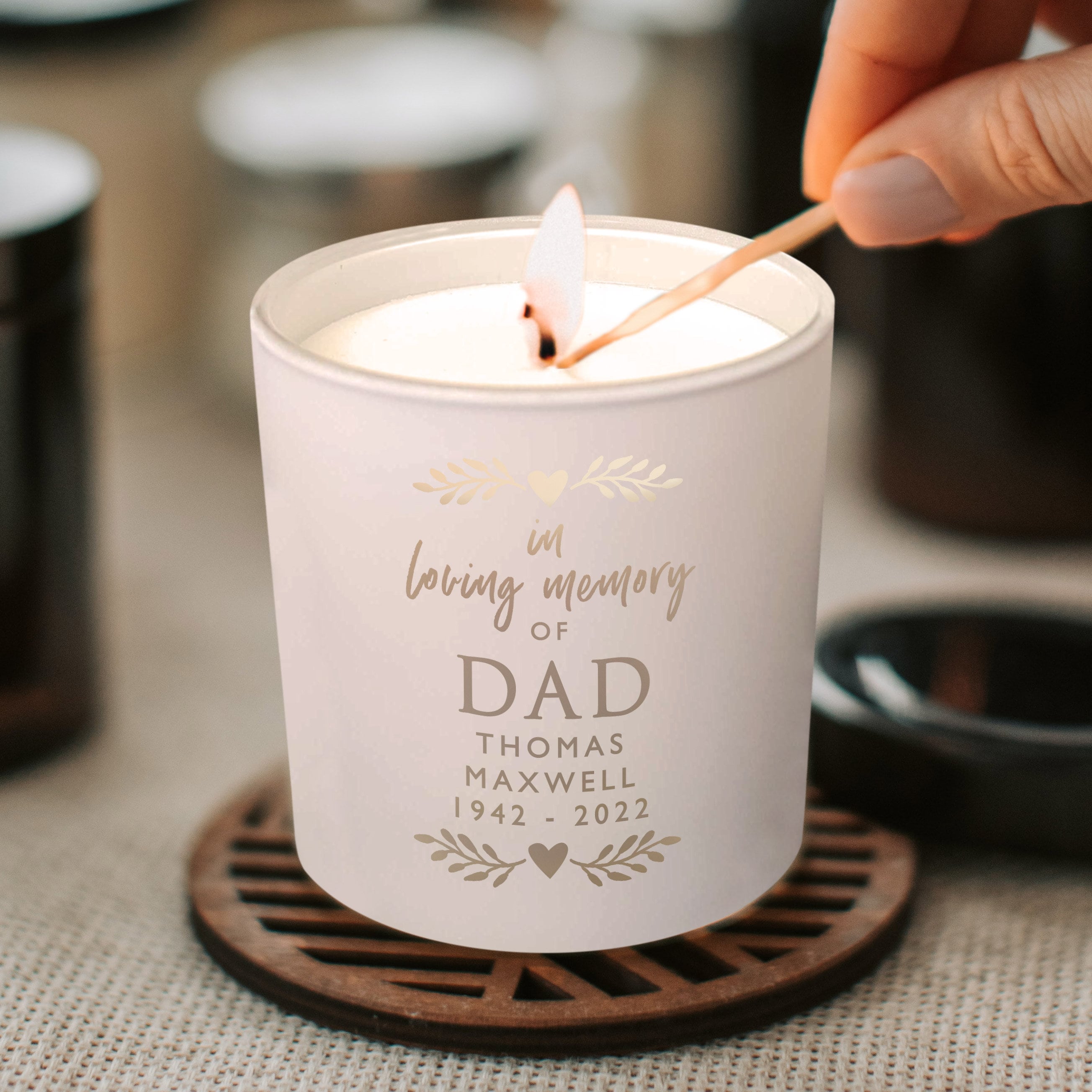 Personalised Memorial Engraved Scented Candle in Loving Memory
