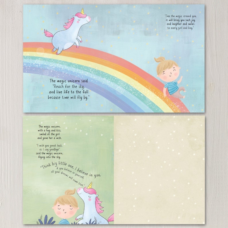 Personalized Unicorn Story Book First 1st Birthday Babies christening gifts Kids and Baby Childrens For Personalised Gift Present Idea image 8